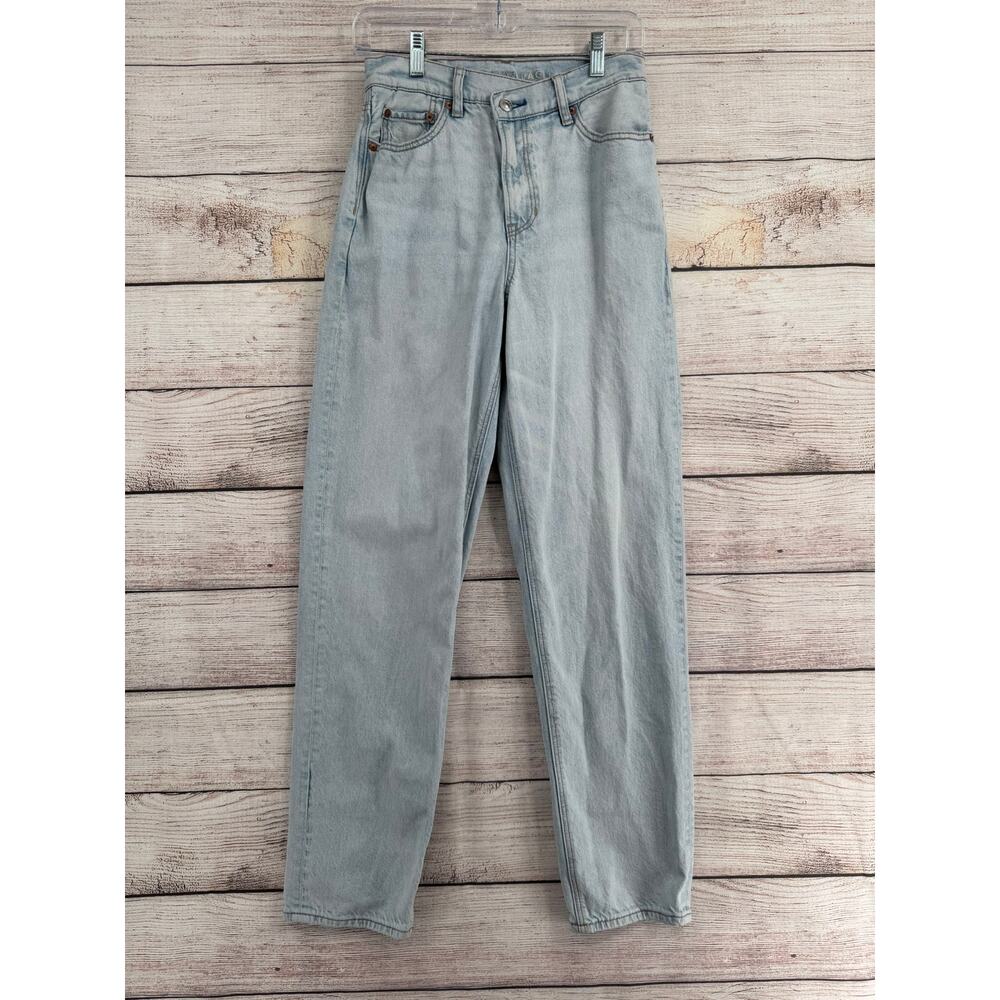 American Eagle Highest Rise Baggy Straight Jeans Womens 2 Blue Light Wash